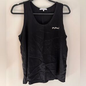 LUNYA 100% Washable Silk Tank Top Nightgown Good in Bed Black Womens Small